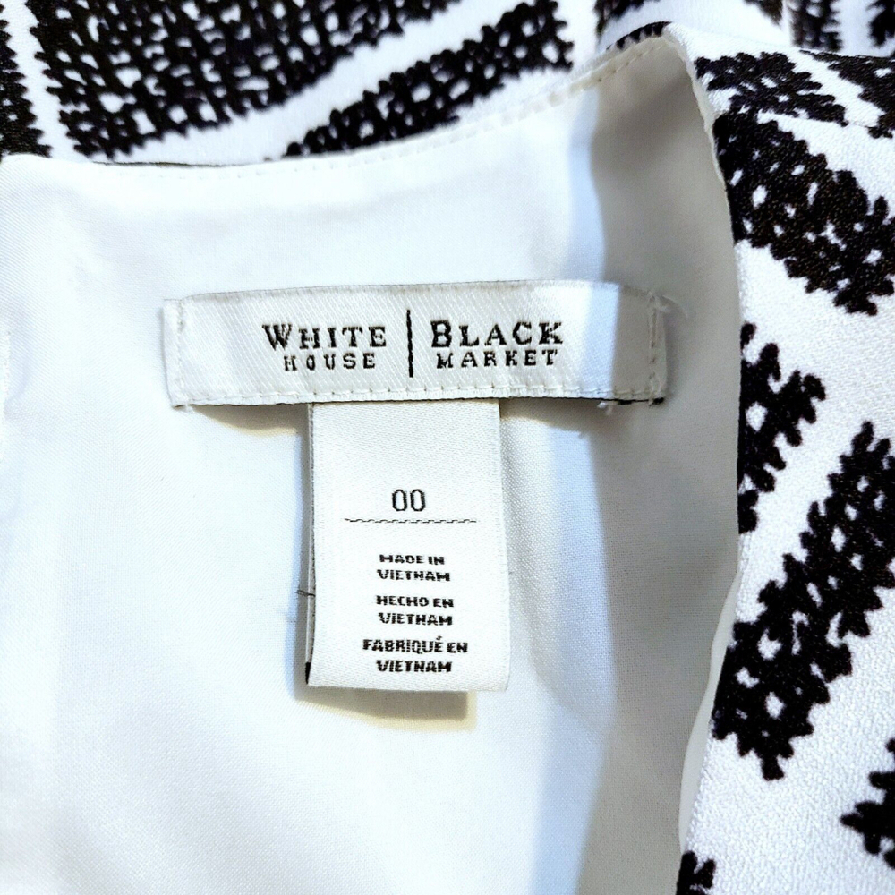 EUC White House Black Market Geometric Pattern Sleeveless Sh Dress Sz 00 - Picture 4 of 5